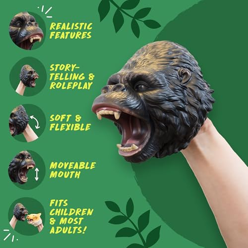 Wild Thingz Gorilla Hand Puppet for Kids, Multicolored, 19 cm - Image 2