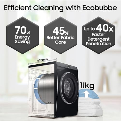 Image of Samsung 11 kg, AI Control, Super Speed, Wi-Fi, Hygiene Steam with Inbuilt Heater, Digital Inverter, Fully-Automatic Front Load Washing Machine (WW11CG604DLBTL, BLACK CAVIAR)