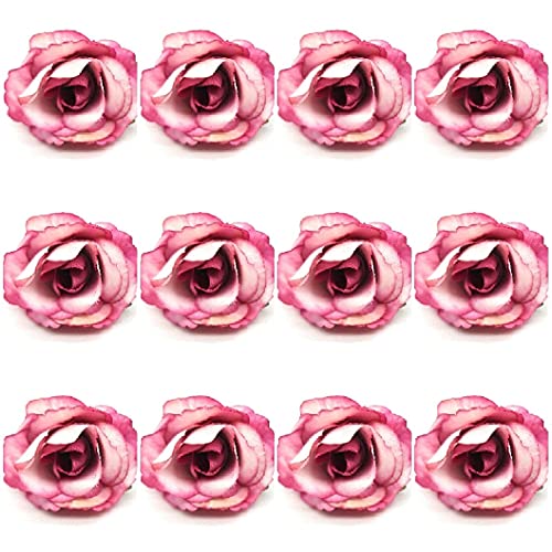 Image of SATYAM KRAFT 12 Pcs Artificial Small Rose Flowers for Home Decoration, Gift, Mandir Pooja Table, Cake Decor & Bouquet Making - Fake Fabric Head Roses (Pink, 4 cm)