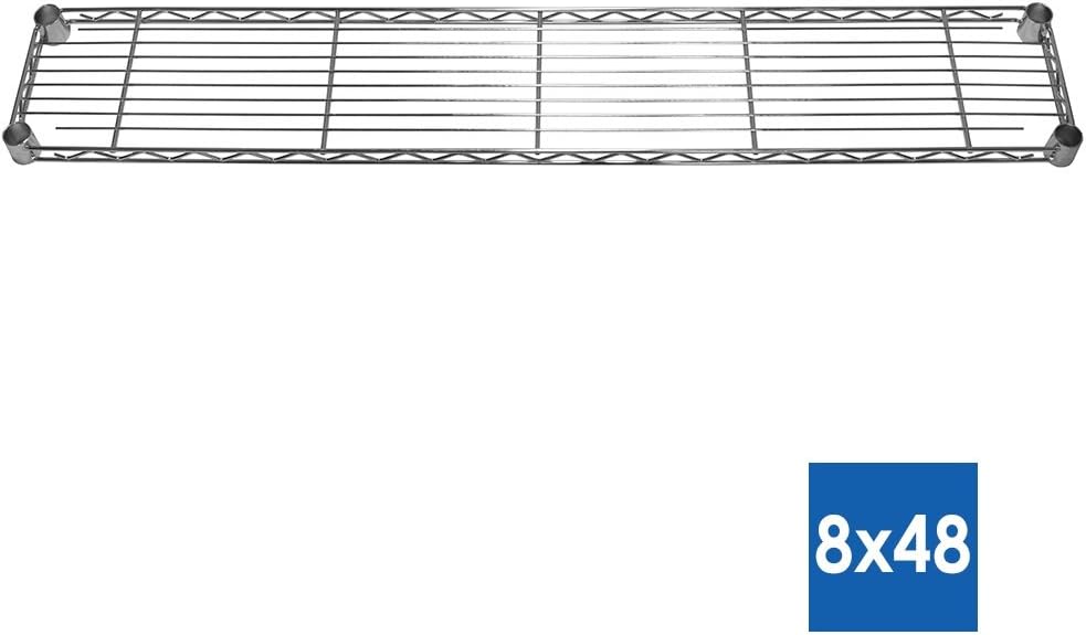 Shelving Inc. 8" d x 48" w x 84" h Chrome Wire Shelving with 4 Tier Shelves, Weight Capacity 800lbs Per Shelf