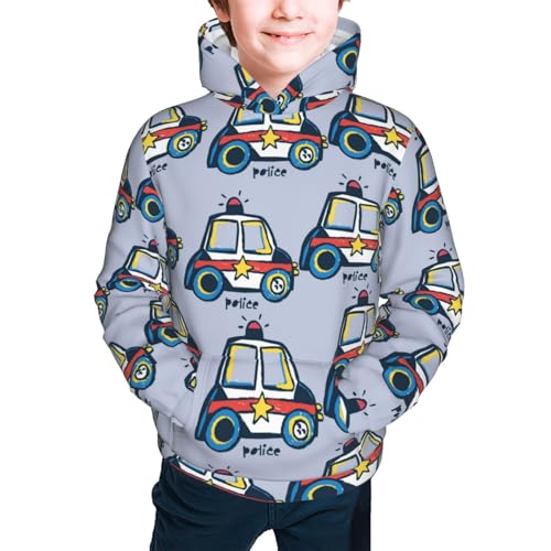 Police Car Kid Hoodies Boys Sweatshirts Girls Pullover with Pocket3