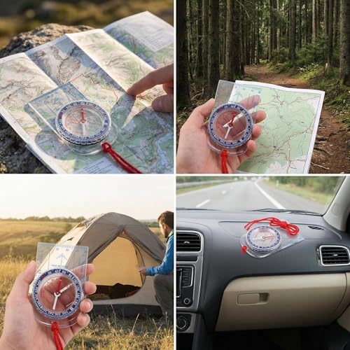 Brújula de orientación para lectura de mapas, herramienta de navegación exterior para senderismo, camping y supervivencia miniatura 7