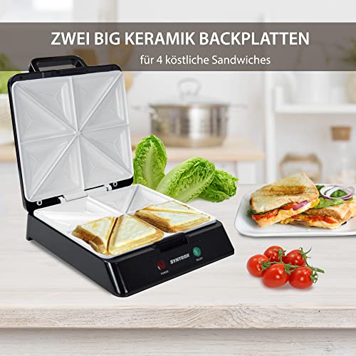 Sandwichmaker mit Keramikbeschichtung Syntrox Germany SM-2000W XXL