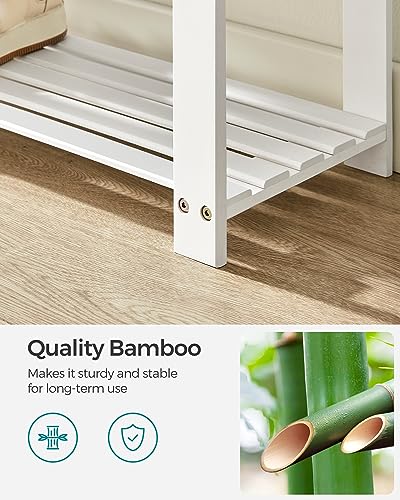 Image of SONGMICS Bamboo Shoe Bench, 3-Tier Shoe Rack Organizer for Entryway, Living Room, Bench Seat Holds Up to 300 lb, 11.9 x 35.4 x 19.2 Inches, Cloud White and Slate Gray ULBS904W01