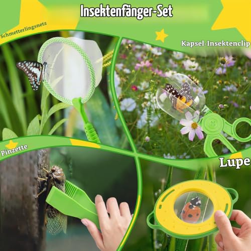 Funsland Forscherset für Kinder ab 4, Entdecker Set mit Insekten Beobachtungsbox, Lupenglas Kinder, Insektenfänger, 12 Gefälschte Insekten… – Ansicht 4