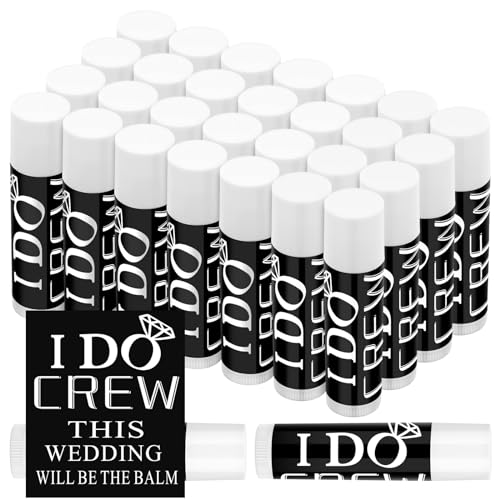 Suttmin 24 Pcs Bachelorette Lip Balm I Do Crew Wedding Party Gifts Bachelorette Lip Balm Gift Wedding Favors for Party Guest Supplies(Black with White)