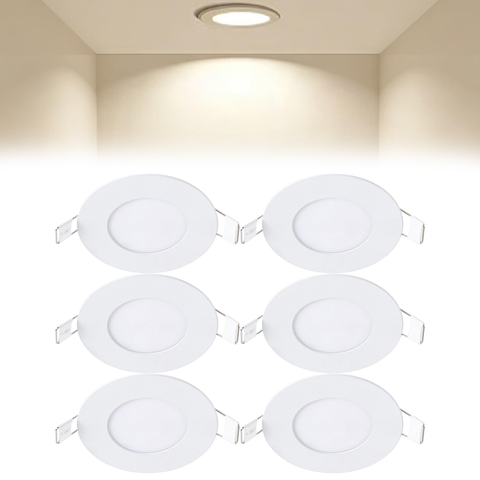 VOGHMOLD 3W Ultra Slim LED Downlight 3 inch, 4000K Recessed Ceiling Light, Cut Φ70-75mm, AC85-265V Flush Mount Spotlights Aluminum Round Panel Lights for Office Hallway, 6 Pack