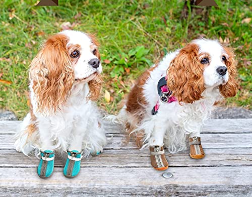 Image of KUTKUT Dog Shoes for Hardwood Floors | Breathable pet Boots with Anti-Skid Rugged Sole | Summer Dog Booties | Pet Hiking Boots with Reflective & Adjustable Strap Zipper Closure for Small Medium Dogs