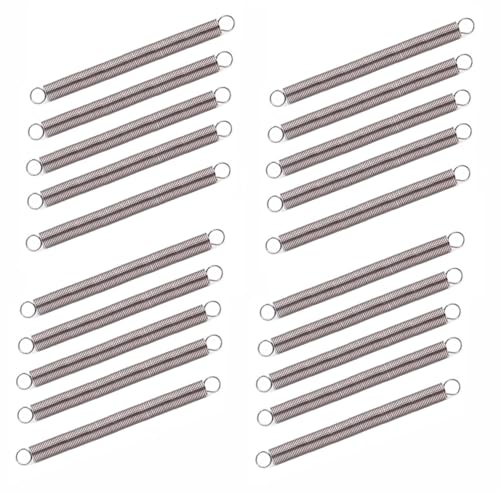 Genérico 20 Piezas Resortes De Extensión con Gancho Muelle, Longitud Libre 40mm, Diámetro del Cable 0,3mm, Diámetro Exterior 3mm