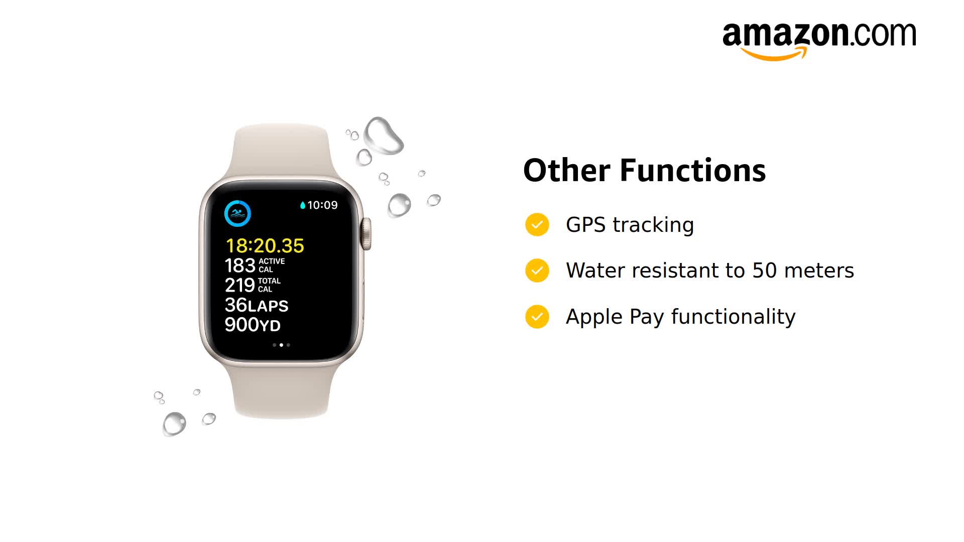 Amazon.com: Apple Watch SE (2nd Gen) (GPS, 44mm) - Starlight