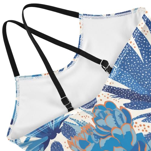 KLL Succulents Cacti Colorful Dots Girl 1 Piece Swimsuits Beach Swimming Suits Adjustable Shoulder Strap Quick-Dry4
