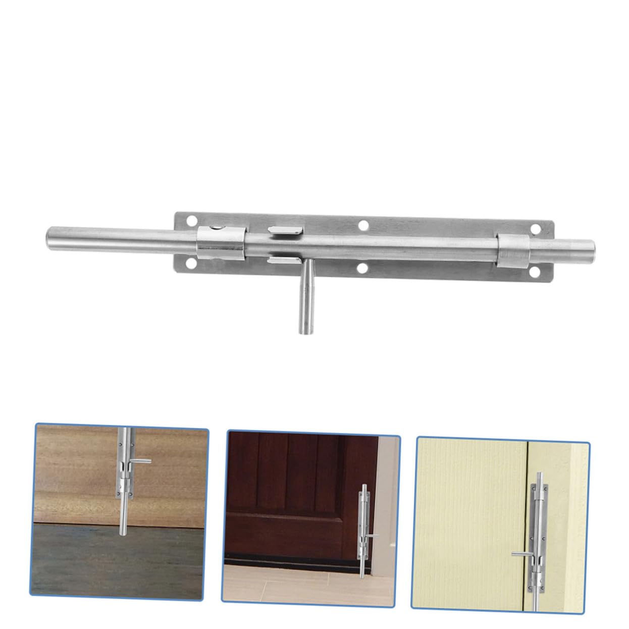 OSALADI Loquet de Verrouillage pour Portes en Bois et Chambres Résistant à L'usure en Acier Inoxydable Argenté, 2 Pièces, Haute Dureté Distance Trou 216mm