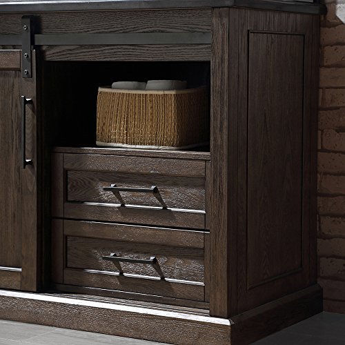 Ove Decors Santa Fe 48 Single Vanity In Rustic Walnut Finish With Black Granite Countertop, 48-Inch By 22-Inch #TOP5