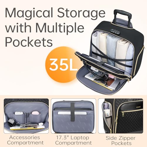 Ytonet Rolling Briefcase for Women, 17.3 Inch Rolling Laptop Bag with Lock, Water Rresistant Wheeled Computer Bag with Insulated Pocket4