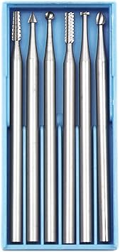 6pcs Woodworking Carving & Engraving Mini Carving Burr Bits Set; 2.35mm Shank; 15pcs Assorted Shapes; Tungsten Steel; For Rotary Tool Drills