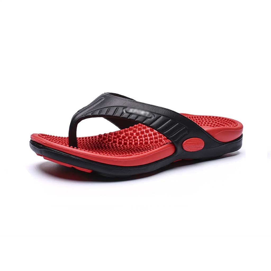 YCZHD Flip-flops Massage Slippers,Acupressure Massage Sandals,Men & Women Relief Plantar Fasciitis Heel Arch Arthritis Pain,Beach Shoes Outside (Size:EU 42,Color:Red)