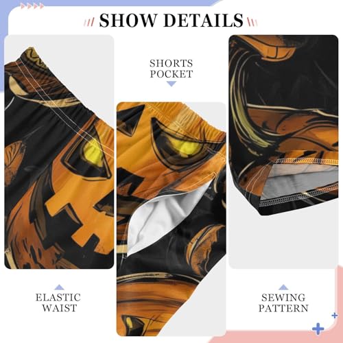 Pumpkin and Leaf Boys Long Pants Soft Trousers Elastic Waist Kids Lounge Bottoms with Pockets S-XL4