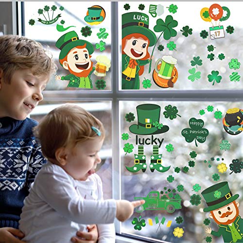 image for Garma 10 Sheet St Patrick's Day Window Decorations 141 PCS Window Deca