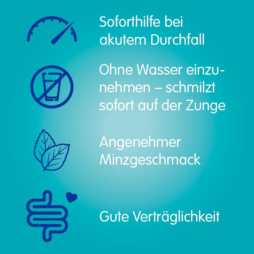 Imodium® akut lingual - Soforthilfe bei akutem Durchfall – Schmilzt sofort auf der Zunge - 12 Tabletten