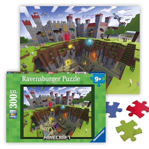 Ravensburger - Minecraft Cutaway - 300 Piece Jigsaw Puzzle - XXL Pieces for Easier Assembly - Exciting, Colorful Cross-Section Image - Premium Quality - Ideal Gift - Screen-Free Fun - Children Age 9+