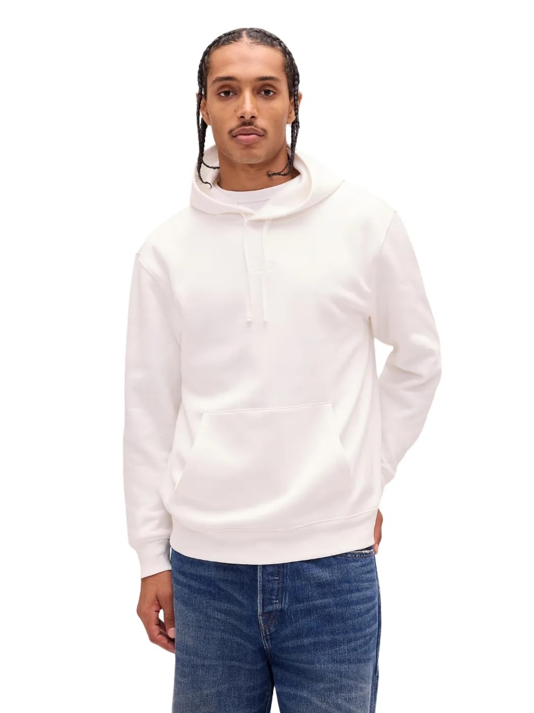 Men's Mini Logo Relaxed Pullover Hoodie, New Off White V2,