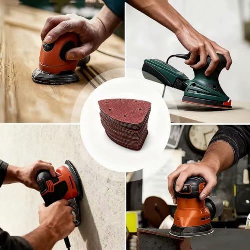 70pcs Mouse Sander Sandpaper 6 Holes Mouse Sander Pads Hook and Loop Sanding Pads 40,60,80,120,180,240,400 Grit Assorted,Suitable for Ryobi Detail Palm Sander - Thumbnail 5