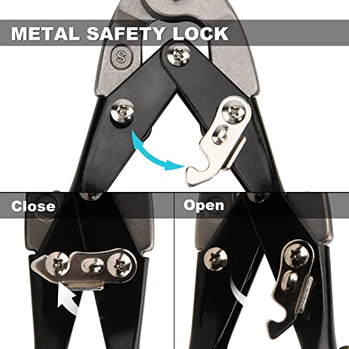 Flameweld Aviation Snips Straight Cut - 10 Inch Tin Snips Cutter For Cutting Metal Sheet, Chrome Vanadium Steel With Forged Blade, Straight Aviation Snips For Safety Latch, And Hanging Hole #TOP3