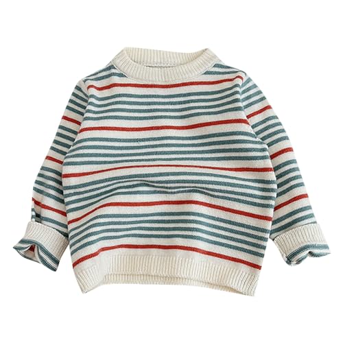 Infant Cable Knit Sweater for Boys Long Sleeve Crewneck Striped Cotton Pullover Sweatshirt Warm Tops Clothes
