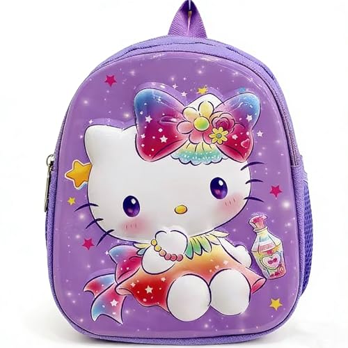 trettitre Cute Cartoon Backpack for Students Casual Travel Schoolbag for Boys and Girls School Season Backpack (kitty)