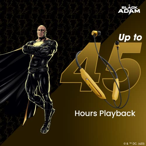 Image of ZEBRONICS DC Black ADAM Edition Yoga N3 with 46 Hours Backup, Bluetooth v5.2 Wireless in Ear Neckband, ENC Calling, Gaming Mode (Upto 50ms), Voice Assistant, Dual Pairing, Splash Proof and Type C