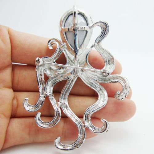 Image of TTjewelry 3.14 inch Octopus Animal Brooch Pin Pendant Clear Austria Crystal