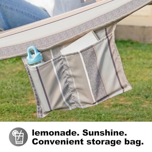 Image of GAFETE Hammock 2 Person Quilted Fabric Hammocks for Outside, Double 12ft Hammocks with Spreader Bar, Large Removable Pillow, Storage Bag, Carabiners, Max 475 lbs Capacity (Peace Dove Grey)
