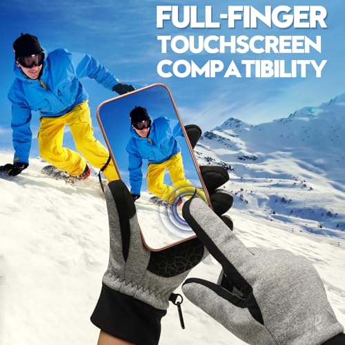 Image of Bruvoalon Winter Gloves for Women & Men, 3M Thermal Insulation, Lycra Fabric, Touchscreen, Anti-Slip