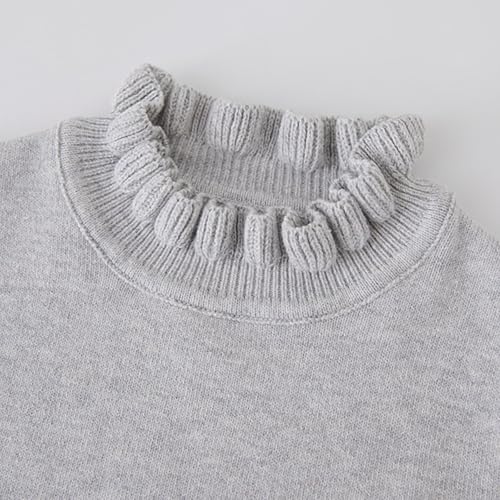 Girls Long Sleeve Crew Neck Pullover Cute Ruffle Knit Sweaters Kids Loose Fit Drop Shoulder Top Fall Winter Clothes4