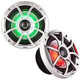Wet Sounds XS シリーズ シルバーグリル 6.5インチスピーカー RGB LED付き各 60ワットRMS。