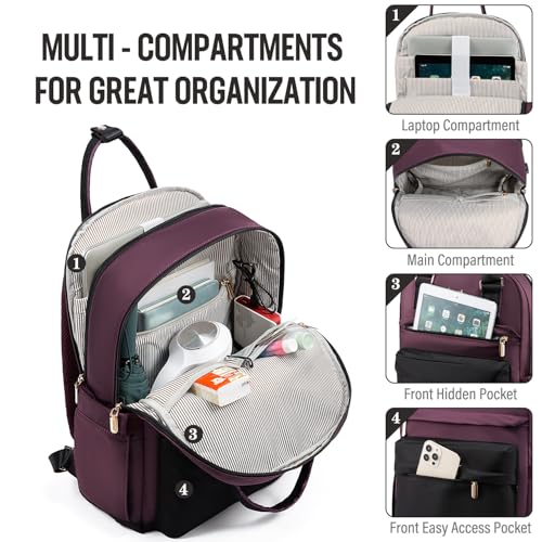 Image of LOVEVOOK Laptop Backpack for Women Girls, 15.6 Inch Waterproof Computer Backpack Student School Cute Bookbag Computer Bag