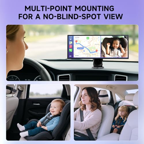 Image of Car Play Screen for Apple CarPlay & Android Auto with Night Vision Baby Monitor Camera, 10.25 inch IPS HD Screen with OTA Update, Mirror Link, Bluetooth 5.2, Voice Control, Music Play, GPS Navigation, FM