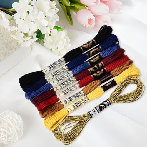 Image of 70 Yards 8 Skeins Gradient 6 Strands Variegated Polyester Embroidery Floss Friendship Bracelet String Thread Colorful Cross Stitch Threads Bulk Set for Hand Sewing Making Knitting Supply