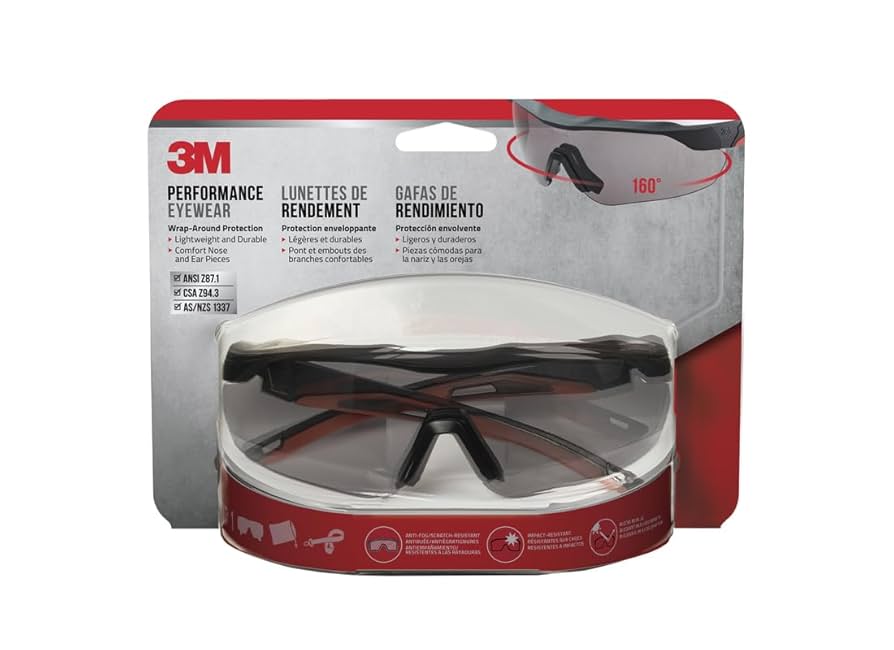 99.9 グラス 3M Safety Eyewear, Aerodynamic Design, Black w/Red Accent