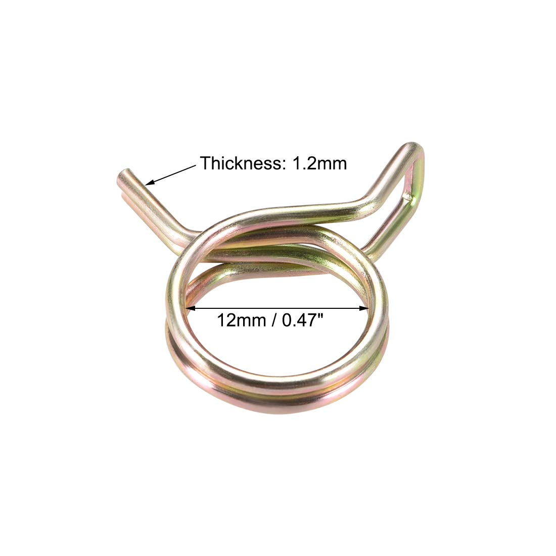 uxcell Double Wire Spring Hose Clamp 12mm Inner Dia Fit 12.5-13.5mm OD Hose Fuel Line Silicone Tube Spring Clips Zinc Plated 10Pcs - Image 3