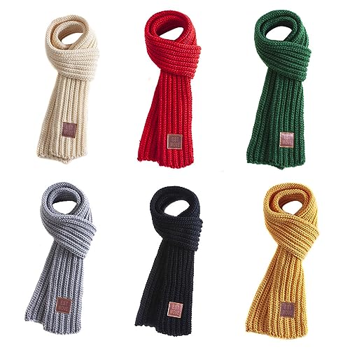 6 Pack Kids Scarf for Boys Girls, Soft Warm Knit Neck Warmer Winter Scarf Knitted Wrap for Outdoor Travel Walking Skiing3