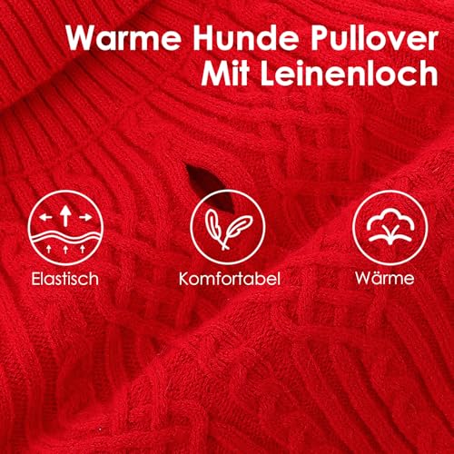 AOFITEE Hundepullover Große Hunde, XXL Hunde Weihnachtspullover Warm Hundepullover Rollkragenpullover, Winter Hundepulli Große Hund Strickpullover Winter Hundebekleidung Pullover für Labrador 2XL