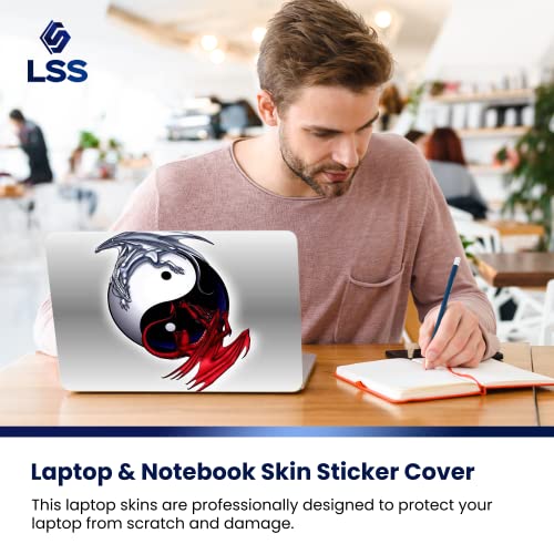 Image of LSS 15 15.6 Inches Laptop Notebook Skin Sticker with 2 Wrist Pads - Reusable Cover Protector Vinyl Sticker Cover Decal Fits 13 inch - 16 inch HP Asus Acer - Ying Yang Dinosaurs Pattern