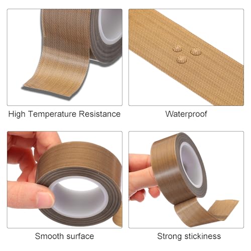 Image of MECCANIXITY 9m /30 Feet,50mm /2 Inch PTFE Tape,PTFE Fabric Tape,Adhesive PTFE Film Tape for Vacuum Sealer Machine,Hand Sealers High Temperature,Brown