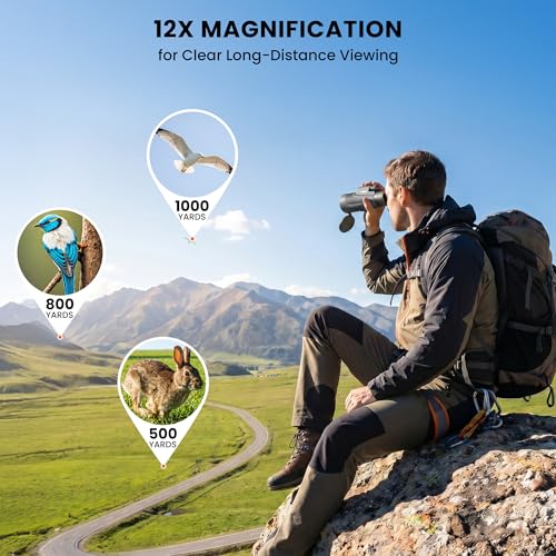 Image of 12x54 HD Monoculars for Adults High Powered with Tripod Phone Adapter & Bag