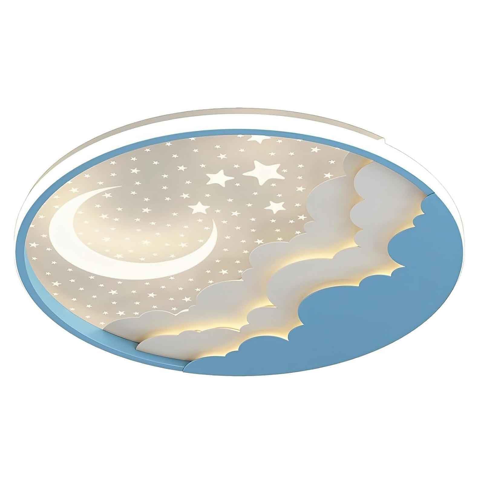 Lampa sufitowa do zabudowy, 19,6", z pilotem zdalnego sterowania, nowoczesna, okrągła, księżycowa gwiazda, lampa sufitowa LED, niskoprofilowa, do sypialni, pokoju dziecięcego