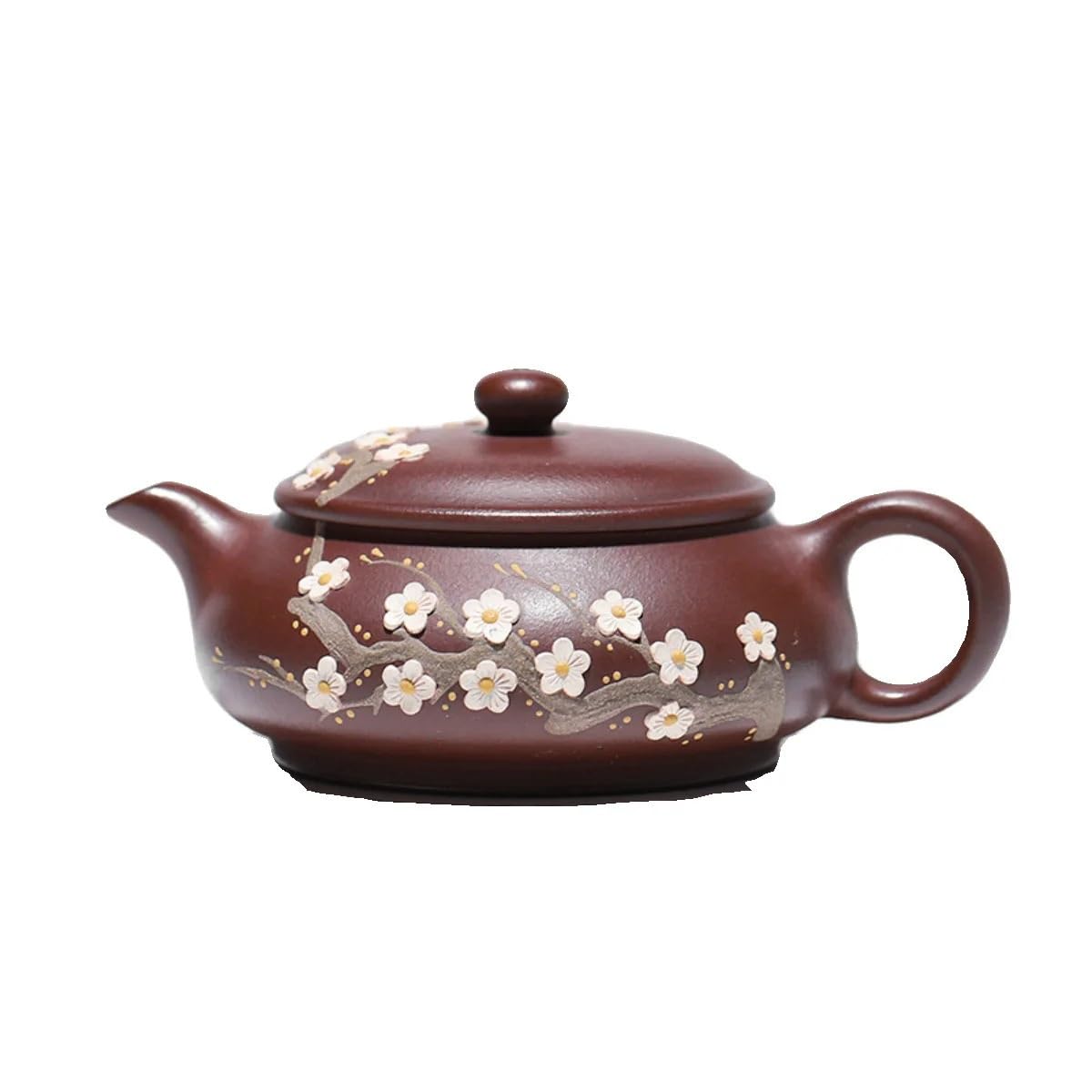 Teiere Teiera Classica in Argilla Viola da 120 ml Teiera Fatta a Mano con Fiori di pruno Pentola di Minerale Grezzo Viola Fango tè Bollitore Zisha Teaset Servizi da tè Teiera