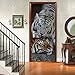 A.Monamour Adesivo Porta Autoadesiva Tema Animale Tigre Bianca E Marrone Vinile PVC Adesivi per Porte Interne 3D Pellicola Adesiva Poster Sticker Murale Parete Carta da Parati