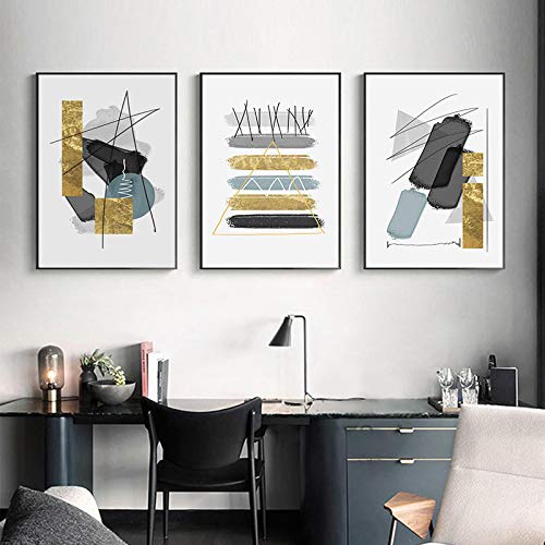 Affiche de salon abstraite avec lignes dorées pour mur chic - 3