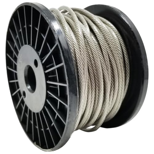 3/16 Coated Wire 100ft Stainless Steel Vinyl Coated Wire Rope for Deck Railing and String Lights, 1/8